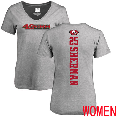San Francisco 49ers Ash Women Richard Sherman Backer #25 NFL T Shirt